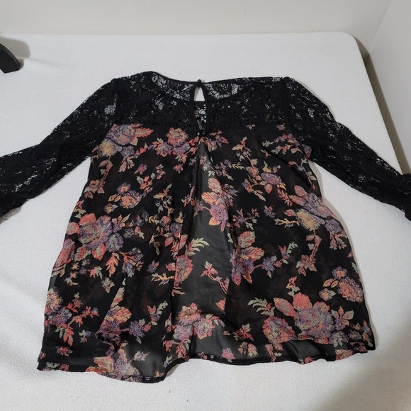 Soprano Floral Lace flowy blouse boho top S - Picture 5 of 11